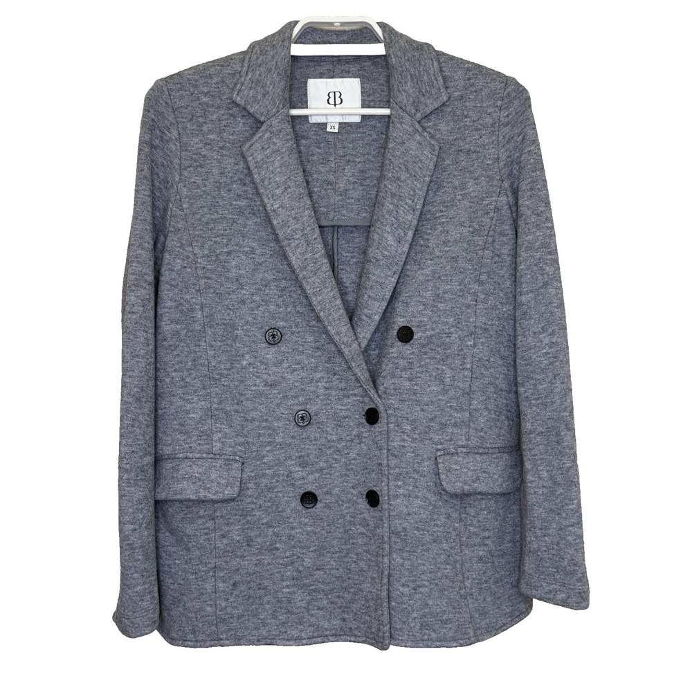 Betabrand LuxeMelange Blazer Jacket Womens Size XS Gray Double Breasted Stretch